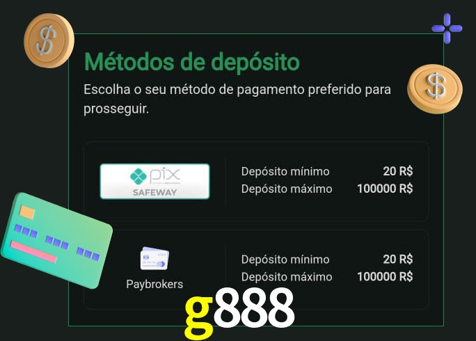 O cassino g888 oferece uma grande variedade de métodos de pagamento
